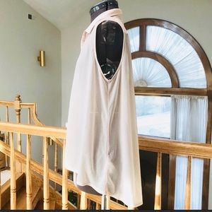 H & M Sheer Ecru Button down High Low Top Size 12